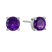 Choose Your Gemstone Round Shape Stud Solitaire Earring for Girls Fashion Birthstone Jewelry for Women Men with Butterfly backing Chakra Healing Stud Earrings