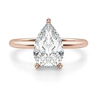 Moissanite Solitaire Bridal Ring with Accent, 3 Ct 11X7MM, Anniversary Wedding Ring Band