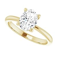 925 Silver, 10K/14K/18K Solid Gold Moissanite Engagement Ring, 1.0 CT Oval Cut Handmade Solitaire Ring, Diamond Wedding Ring for Women/Her Anniversary Propose Gift, VVS1 Colorless