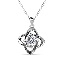 Navnita Jewellers 925 Sterling Silver 1.50 Ct Round Cut Simulated Diamond Flower Pendant Necklace With 18