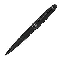 Bailey Matte Black Lacquer Ballpoint Pen with polished black PVD appointments