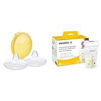 Medela Breast Milk Storage Bags 100 Count and Contact Nipple Shields for Breastfeeding 16mm Extra Small 2 Count
