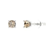 0.4ct Round Cut Solitaire Yellow Moissanite Unisex Pair of Stud Earrings 14k White Gold Push Back conflict free Jewelry