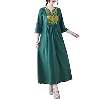 Women' Dress Korean Long Sleeve V-Neck Spring Summer Embroid Loose Streetwear Elegant Lady Dresses