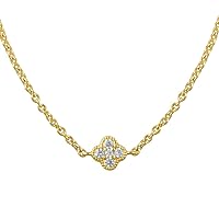1/4 Cttw Diamond Flower Station Necklace in Sterling Silver (0.25 Cttw, Color : I, Clarity : I2)