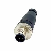M12 Connector 3 Pin Field Wireable Male Straight A Code Waterproof Aviation Plug Thread Locking Over-Molding Assembly Coaxial Wire Cable Power Connection Industrial Metric Circular Round Connectors