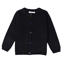 Girls Crewneck Cardigan Solid Cotton Long Sleeve Button Sweater Uniform Sweaters for Little Girls