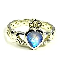 Choose Your Color Natural Gemstone Irish Claddagh Silver Ring Friendship Love 55 Carat Brand Size: 13.5