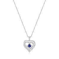 Forever Love Heart Pendant Necklaces for Women 925 Sterling Silver with Birthstone Swarovski Crystal, Birthday,Anniversary,Party,Jewelry Gift for Mom Women Girls(Sep.-Silver)
