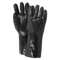 MAGID T2084R MultiMaster T2070R Black Sand Finish PVC Gloves, Large, Orange , Large (Pack of 12)