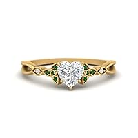 Choose Your Gemstone Celtic Knot Split Diamond CZ Ring yellow gold plated Heart Shape Petite Engagement Rings Everyday Jewelry Wedding Jewelry Handmade Gifts for Wife US Size 4 to 12