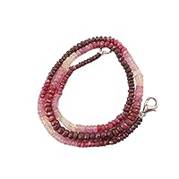 Shaded Ruby Beads, Jewelry Necklace, Faceted Rondelles, 3mm to 4mm, 18 Inch Necklace CHIK-NECK-88791