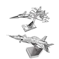 MOTU 2pcs 3D Metal Puzzle Su34 Fighter + Air Force J20 Model Kits D21120-27 DIY 3D Laser Cut Jigsaw Toys