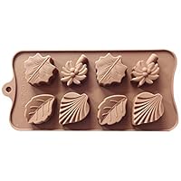8-Cavity Leaf Silicone/Chocolate/Cake Mold, Brown