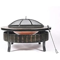 Fire Pits Outdoor Wood Burning Fire Pit Tables for Outside Patio, BBQ Grill, Heat-Resistant Coating, Steel Frame, Outdoor Entertainment, Campfire Pit with Cover BBQ Cooking for Outside Camping Backyar