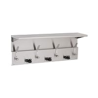 BOBRICK 239X34 Stainless Steel Shelf with Mop and Broom Holders and Hooks, Satin Finish, 34