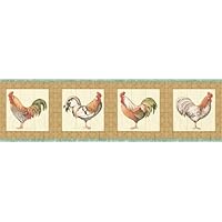 Rooster Farming Farm Country Barnyard Animal Wallpaper Border - Cream