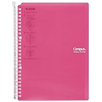 Kokuyo Campus Smart Ring Binder, B5 Pink Binder Notebook Up to 60 Sheets 26 Holes Slim Binder Folder with 10 Extra Campus Sarasara Loose-Leaf Paper for Work, Study and Journal, Japan Import