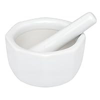 HIC Kitchen HIC Porcelain Octaganol Mortar and Pestle White, 3.5-Inch, Octagonal