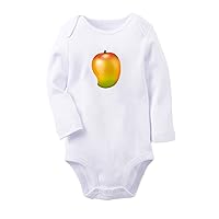 Fruit Pear Mango Cute Novelty Rompers, Newborn Baby Bodysuits, Infant Jumpsuits Graphic Outfits, Long Sleeves Clothes