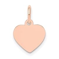 14K Rose Gold Plain .011 Gauge Heart DiscCustomize Personalize Engravable Charm Pendant Jewelry Gifts For Women or Men (Length 0.55