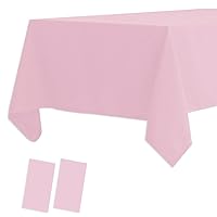 2 Pack Plastic Tablecloths Disposable Plastic Table Covers Table Cloths BBQ Picnic Birthday Wedding Parties TableCloth Oil-proof Waterproof Table Cloth Light Weight Thin Pink Table Cover 54 x 108 In