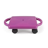 Purple Indoor Scooter Board with Safety Handles for Kids Ages 6-12, Plastic Floor Scooter Board with Rollers, Physical Education for Home, Homeschool Supplies (Pack of 1)