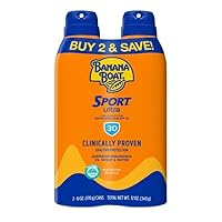 Banana Boat Sport Ultra Sunscreen Spray 12 Oz Twin Pack, 30 SPF, Reef Friendly Sunblock, Water Resistant (80 Minutes), Superior Endurance VS Sweat And Water