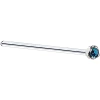 Body Candy Solid 14k White Gold 1.5mm (0.015 cttw) Genuine Blue Diamond Straight Fishtail 20 Gauge 17mm
