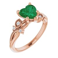 Twig Leaf Heart Shape 1 CT Emerald Engagement Ring 14K Gold, Woodland Emerald Ring, Branch Green Emerald Wedding Ring, May Birthstone Bridal Ring, Anniversary Ring, Perfact for Gifts