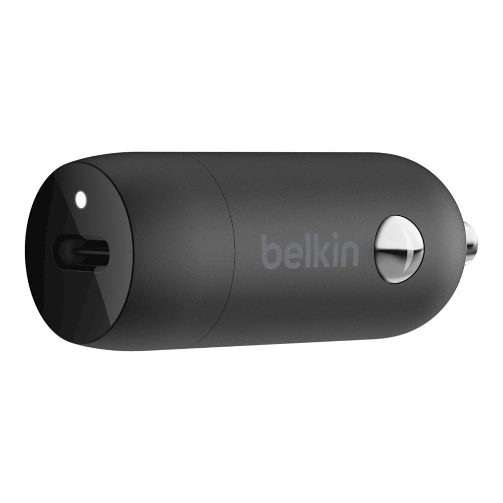 Belkin 20 Watt USB C Car Charger with Fast Charging for Apple iPhone 14, 14 Pro, 14 Pro Max, iPhone 13, 13 Pro, 13 Pro Max, iPad Pro Samsung Galaxy S22 Ultra & More (Cable Not Included) - Black