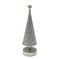 Boston International Christmas Winter Holiday Tabletop Tree Decoration, Small, Silver Metal with Gold Dots