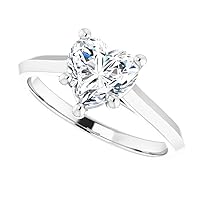 1 CT Heart Colorless Moissanite Engagement Ring, Wedding Bridal Ring, Eternity Sterling Silver Solid Diamond Solitaire Prong Anniversary Promise Ring