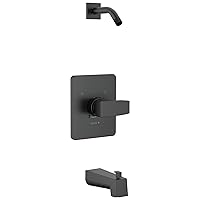 Delta Faucet Modern Matte Black Tub Shower Faucet Set, Matte Black Shower Trim Kit, Shower Fixtures, Bathtub Faucet Set, Matte Black T14467-BLLHD-PP (Shower Head and Valve Not Included)