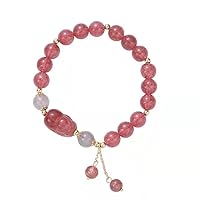 Natural Quartz Strawberry Quartz cut Beads Necklace 8mm …