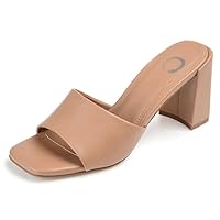 Journee Collection Womens Alisia Sandal with Half Block Heel and Banded Strap