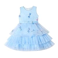 Kids Dress Kids Dragonfly Embroidery Girls Lace Princess Party Pageant Tulle Summer Vintage Dress