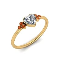 Choose Your Gemstone Petite Bezel Set Diamond CZ Ring yellow gold plated Heart Shape Petite Engagement Rings Matching Jewelry Wedding Jewelry Easy to Wear Gifts US Size 4 to 12