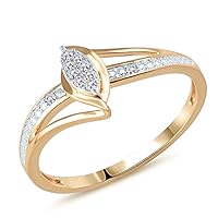Diamond Accent Split Shank Marquise Shaped Cluster Promise Ring in 10K Yellow Gold (I-J/I2-I3)