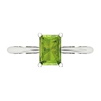 Clara Pucci 1.0 ct Radiant Cut Solitaire Natural Peridot Engagement Wedding Bridal Promise Anniversary Ring 18K White Gold