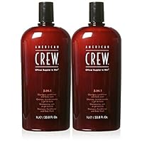 American Crew 3-in-1 Shampoo and Conditioners, 33.8 Fluid Ounce 2pk