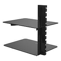 AVF Steel Wall Mounted AV Component Shelving System with 2 Shelves - Black