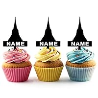 TA0858 Temple Buddha Silhouette Party Wedding Birthday Acrylic Cupcake Toppers Decor 10 pcs with Personalized Your Name