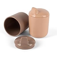 Dantoy TINY BIO Bioplastic Sippy Cup Set (2 Cups with Sippy Lids, Mocha/Nude), Easy Grip & Hold for Babies & Toddlers, Motor Skills, Hand-Eye Coordination, Dishwasher & Microwave Safe, Made in Denmark
