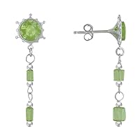 LES POULETTES BIJOUX - Sterling Silver Sun and Peridot Cube Earrings, Sterling Silver, Peridot