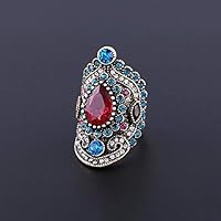 Statement Ring Turkey Fashion red Crystal Rhinestone Ruby Resin Women's Jewelry (8)