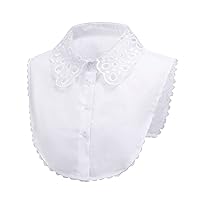 Fake Collar Silk Lace Blouse Half Shirt Detachable Lady False Collar Faux Dicky Collar Shirt White