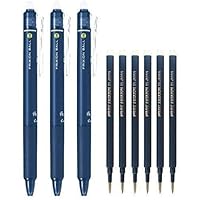 Pilot FriXion Ball Knock Retractable Erasable Gel Ink Pens, Extra Fine Point 0.5mm, Blue Black Ink, 3 Pens & 6 Refills Value Set