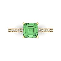 Clara Pucci 1.6ct Cushion Cut Solitaire Turquoise Green Simulated Diamond Designer Wedding Anniversary Bridal Ring Real 14k Yellow Gold