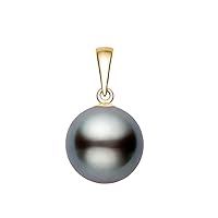 14K Yellow Gold Gray Tahitian Cultured Pearl Pendant for Women AA+ Quality - PremiumPearl